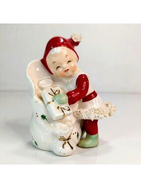 Vintage Napco Christmas Spaghetti Elf Pixie Figurine S981D Japan Ceramic 4"
